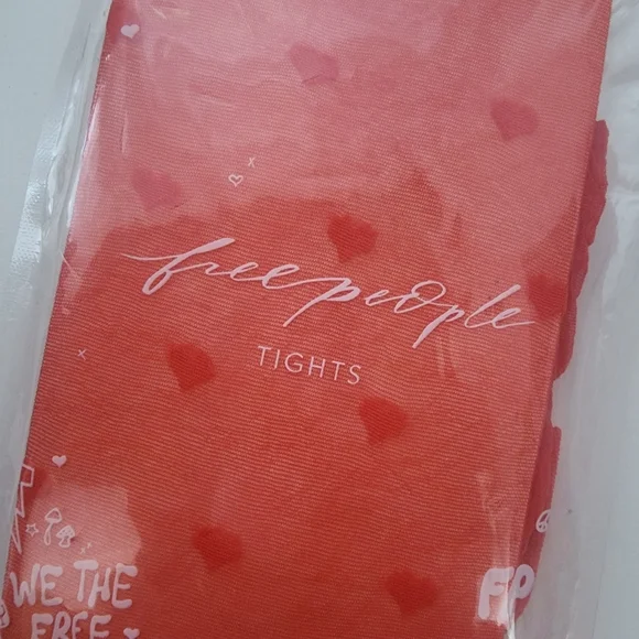 NWT Free People Red Sheer Hearts Tights - Picture 4 of 10